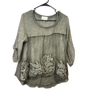 Belle France Women's Layered Sweater Silk Mohair sequin Embellished large